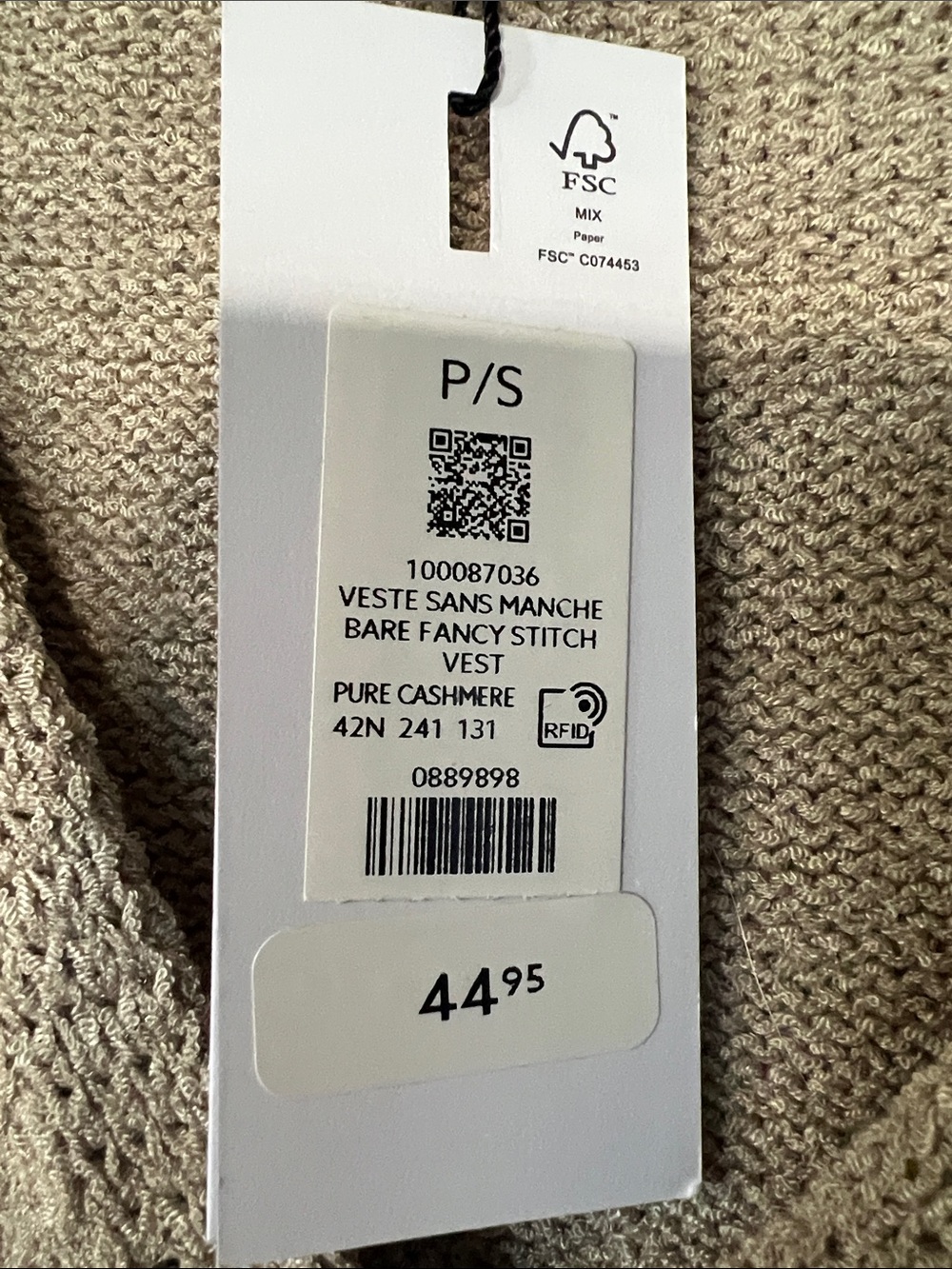 Dynamite Beige V-Neck Knit Vest - Picture 3 of 5